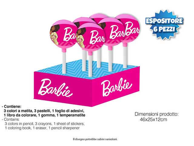 Lecca lecca maxi con accessori cancelleria all'interno - Barbie -  Dimensionegift